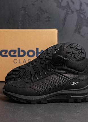 Мужские зимние кожаные ботинки reebok classic black6 фото