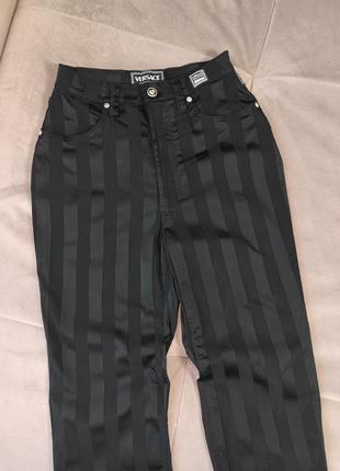 Вінтажні штани versace jeans couture stripe tapered pants (trousers) black 90s2 фото