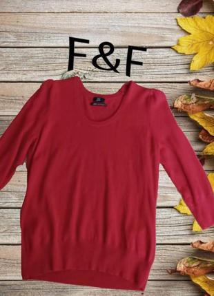 🦄🦄f&f кашеміровий теплий жіночий светр рукав 3/4 червоний на 48🦄🦄2 фото