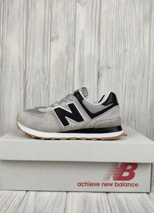 New balance 574 l.gray black gum3 фото