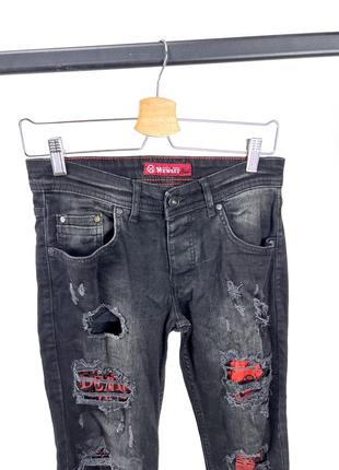 Джинсы эксклюзивные mewreg jeans, черные, винтажные, неформальные7 фото