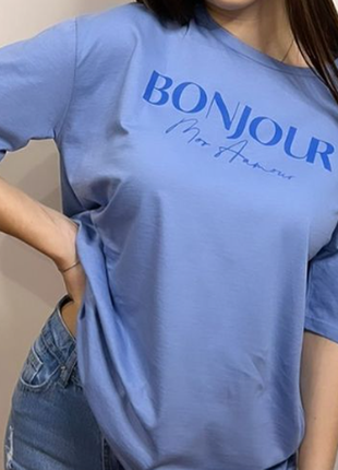 Футболка з принтом bonjour mon amour2 фото