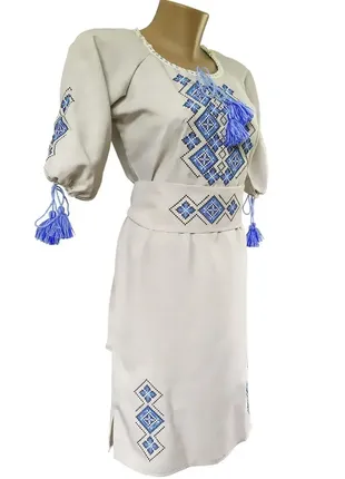 Вишита сукня із льону середньої довжини «святкова»2 фото
