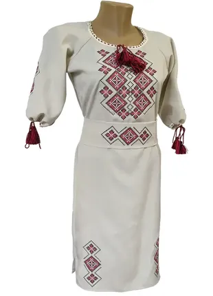 Вишита сукня із льону середньої довжини «святкова»3 фото