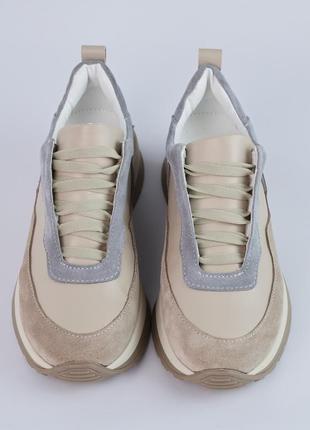 Стильные качественные удобные бежевые женские кроссовки весенне-осенние, демисезон,натуральная замша-женская обувь6 фото