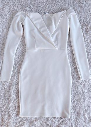 Белое платье missguided спущенные плечики7 фото