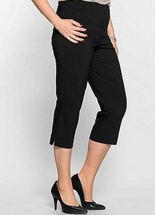 Новые черные базовые укороченные брюки с карманами  сзади на комфортной талии 24 uk2 фото