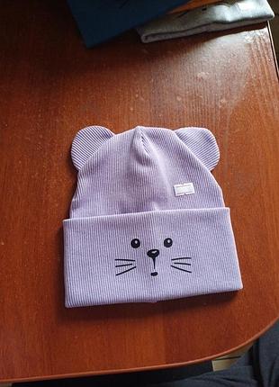 Шапка шапочка рубчик лаванда рубчиком
