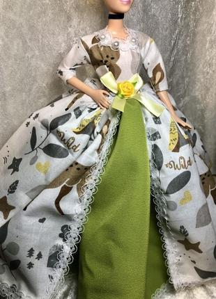 Одяг для ляльки барбі, бальна сукня з оленятами5 фото