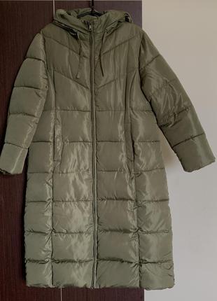 Длинная теплая куртка -пальто с капюшоном (размер 44/16-42/14)