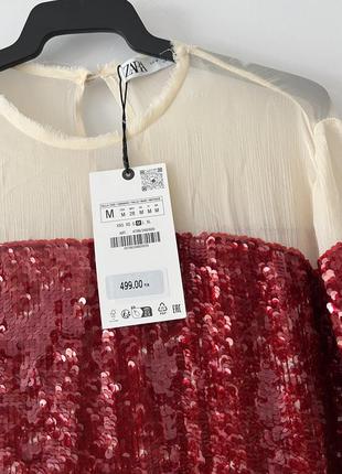 Zara червона сукня в пайетки, s, m9 фото