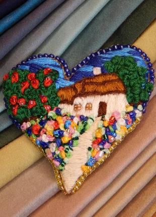 Продано! только повтор! брошка ручной работы "садок вишневый круг дома" 🌸. в наличии.