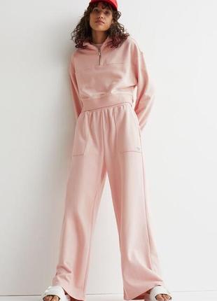 Xl h&m новые фирменные базовые теплые широкие спортивные штаны спортивки с начесом wide-leg