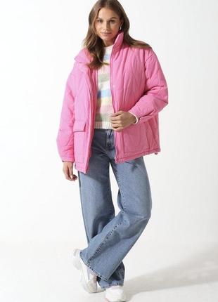 Подовжена демісезонна куртка оверсайз, рожева куртка від бренду only3 фото