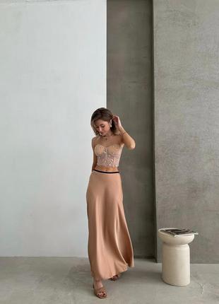 Шелковая длинная юбка6 фото
