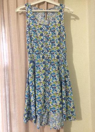 Сукня сукня сарафан в квіточку короткий легенька асиметричне коттон1 фото