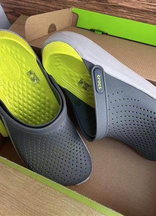 Мужские кроксы crocs literide clog grey/lightgreen