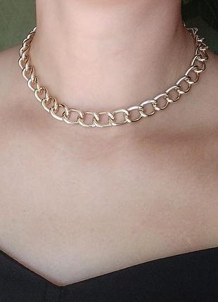 Цепочка золото на шею цепь широкая чокер ожерелье2 фото