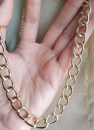 Цепочка золото на шею цепь широкая чокер ожерелье3 фото