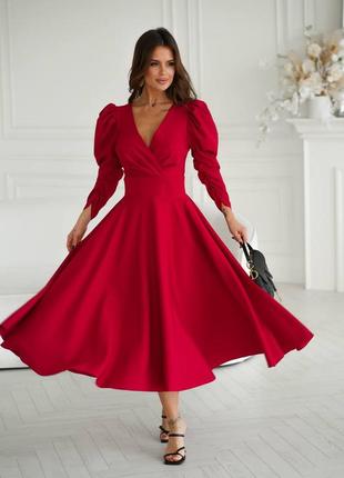 Ніжна сукня міді з об'ємними рукавами, плаття міді з пишними рукавами