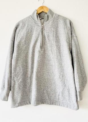 Базовий светр з кільцем та коміром стійкою, утеплений сірого кольору