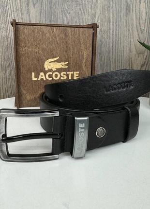 Классический мужской кожаный ремень широкий стиль lacoste1 фото