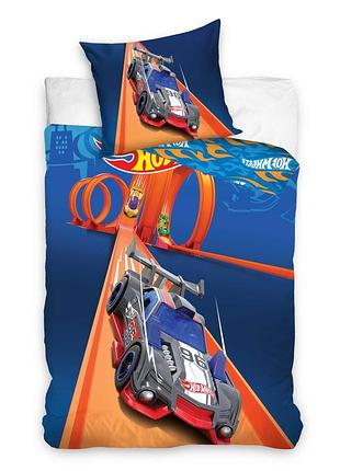 Дитяча постільна білизна полуторна єврокомплект hot wheels (гоничні машинки хот вилс)
