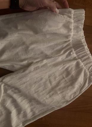 Летние хлопковые штаны джоггеры на резинке белые с кармана и3 фото