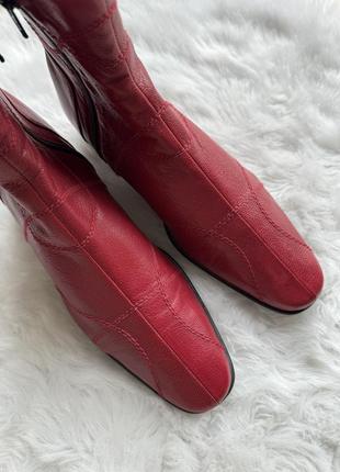 Жіночі шкіряні червоні черевики ботильйони geox2 фото