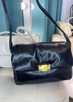 Женская стильная сумка на плечо  из натуральной кожи polina&eiterou в классических цветах + шопер