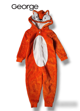 Плюшевый комбинезон кигуруми лисичка махровый человечек с капюшоном пижама1 фото
