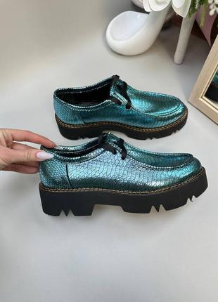 Ботинки туфли броги дерби женские из эксклюзивной кожи
