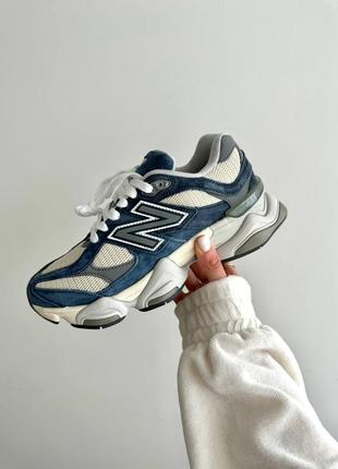Замшеві кросівки new balance 9060 indigo blue/grey blue grey