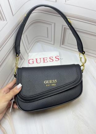 Сумка седло в черном цвете от guess со всеми бирками и лого