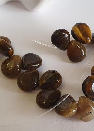 Натуральный камень тигровый глаз 1,2×1 см, нить 33 шт