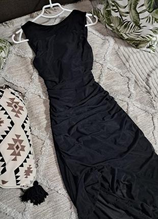 Вечернее миди платье с драпировкой открытая спинка5 фото