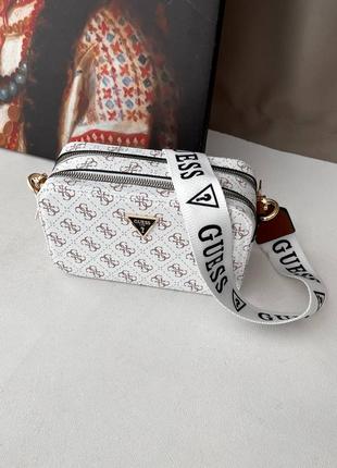 Снижка ✨ женская сумка в стиле guess the snapshot bag white brown10 фото