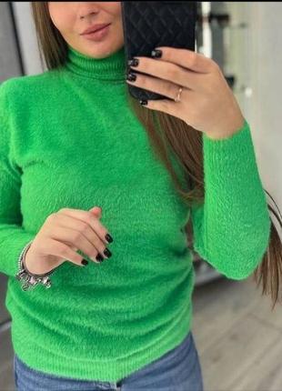 Теплый свитер водолазка из альпаки с горловиной трендовый качественный пудровый черный разные цвета3 фото