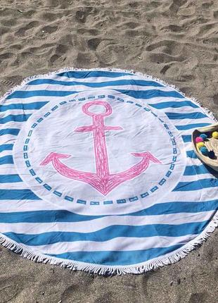 Рушник-підстилка для пляжу, пляжний килимок підстилка якір1 фото