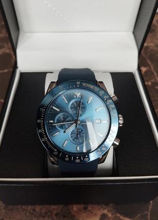 Мужские наручные часы классические. кварцевые мужские часы стрелочные, синий корпус2 фото