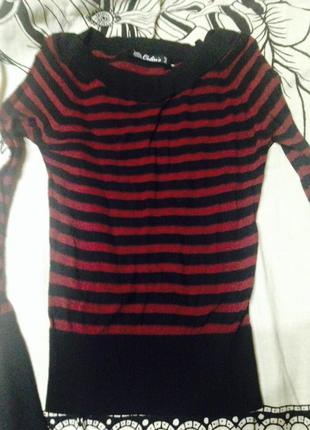 Бордовая кофта свитер colin's s-m невесомая с этикеткой  тонкая в полосочку обмен