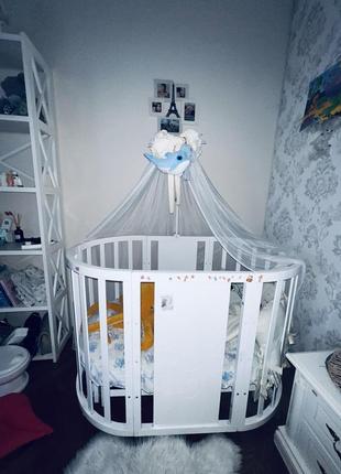 Круглая детская кроватка 6 в 1