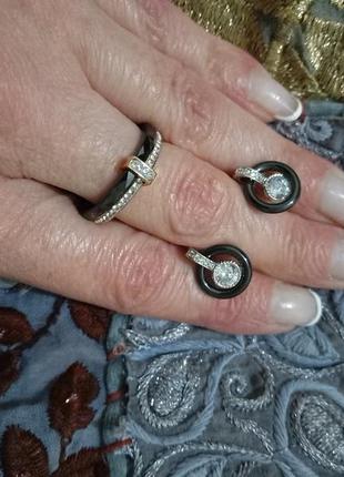 Керамічні сережки кераміка кольцо р.16,5 керамічне набор серьги цвяшки колечко керамический на подарок