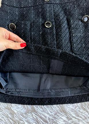 Черная твидовая юбка f&f с пуговицами7 фото