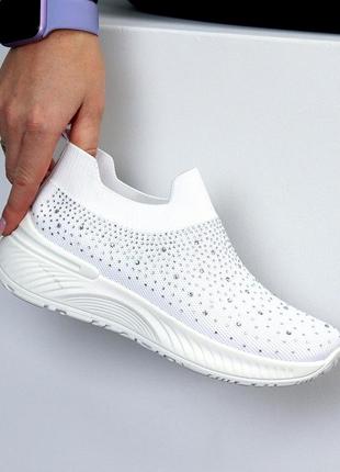 Білі  легкі текстильні кросівки/мокасини сітка 36-408 фото