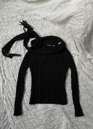 Класичний чорний светр з шарфом у стилі y2k contact new york