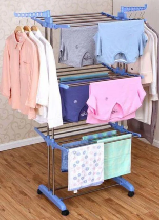 Багатоярусна сушарка для білизни, речей, одягу garment rack with wheels складна