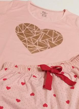 Трикотажная пижама gold heart love to lounge primark1 фото