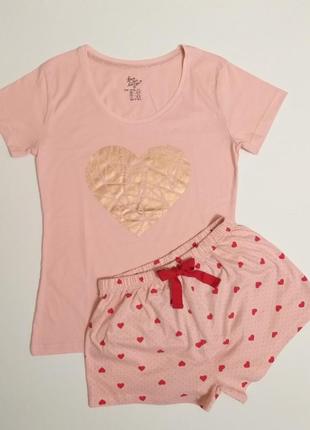 Трикотажная пижама gold heart love to lounge primark2 фото