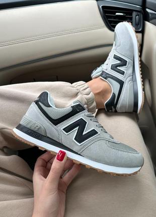 Отличные женские кроссовки new balance 574 light grey gum светло-серые7 фото